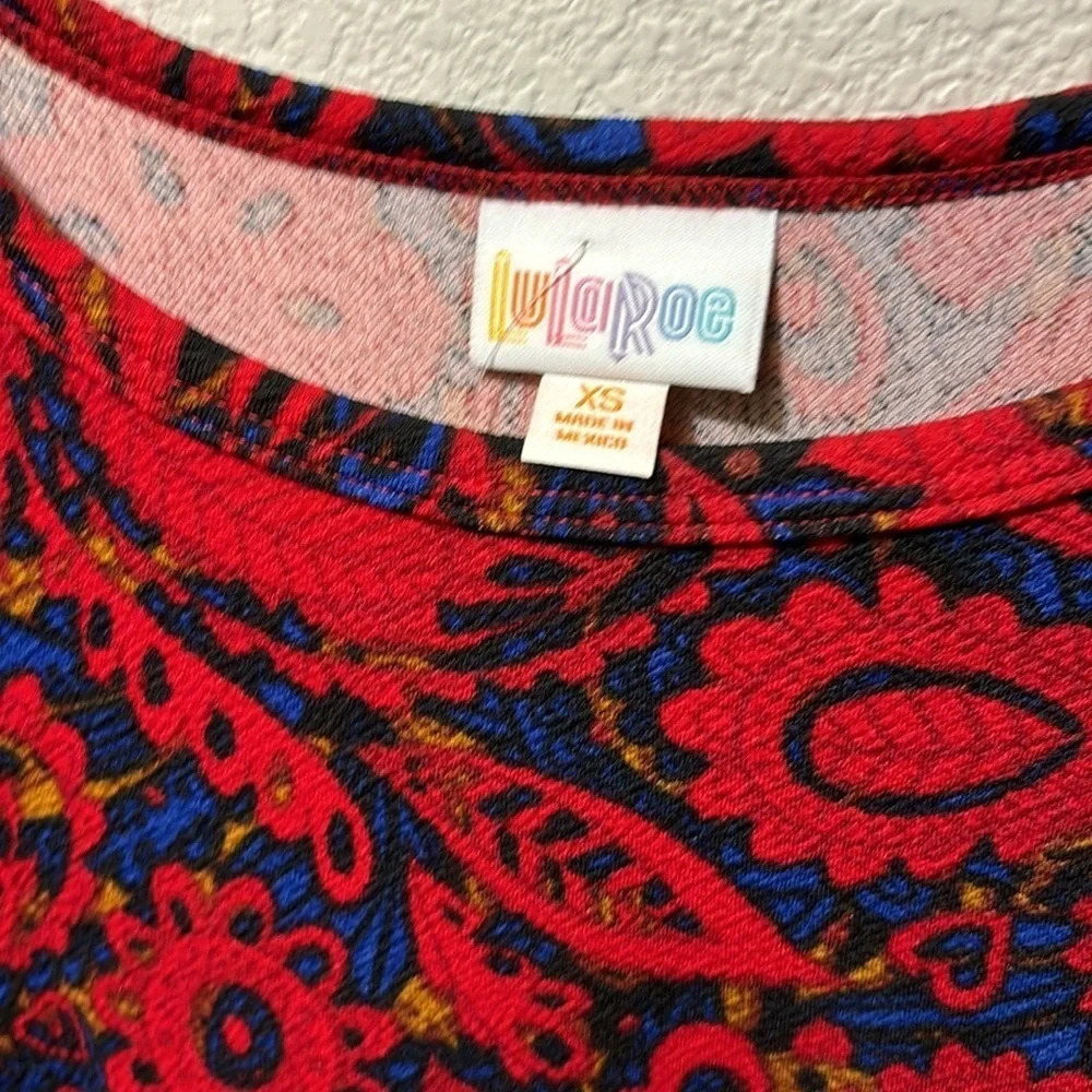 NWT LulaRoe Carly XS Dress Red and Blue Paisley - Picture 3 of 7